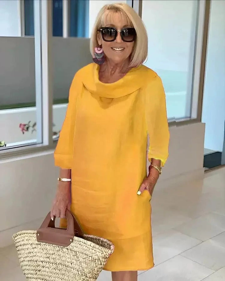 Zerena - Casual Cotton Pile Collar Dress