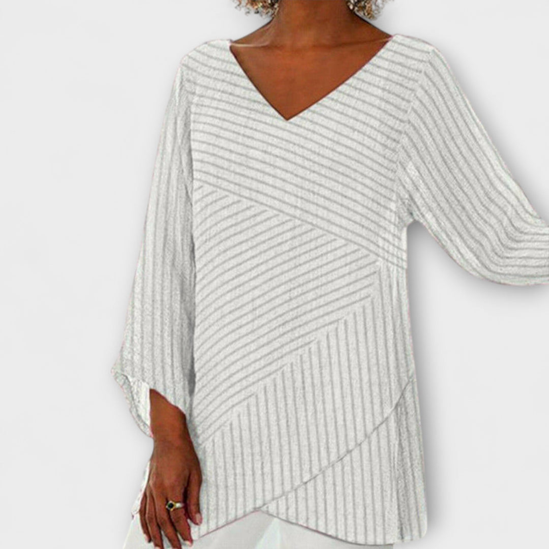 Penelope - Striped Draped Top