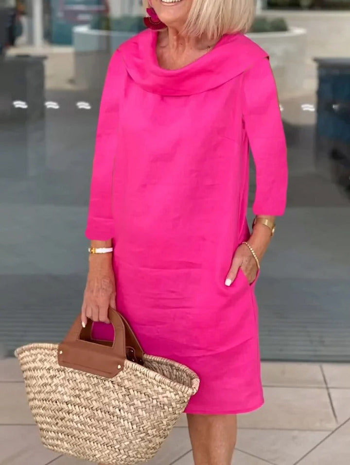 Zerena - Casual Cotton Pile Collar Dress