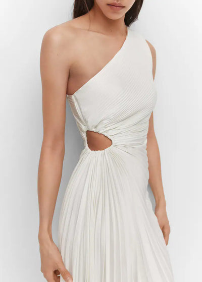 SYLVIANA® ONE-SHOULDER PLEATED MIDI DRESS