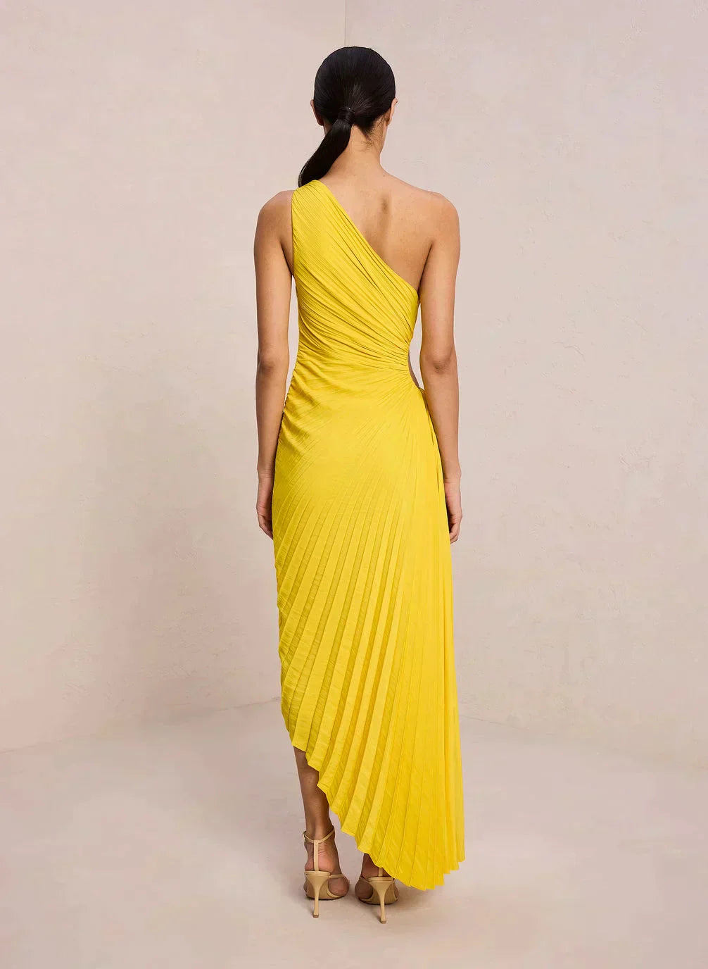 SYLVIANA® ONE-SHOULDER PLEATED MIDI DRESS