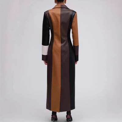 Vienna | Retro Patchwork Faux Leather Maxi Coat