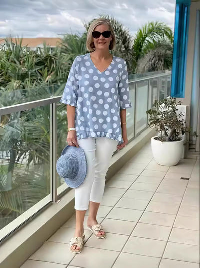LUCIENNE® STYLISH V-NECK BLOUSE