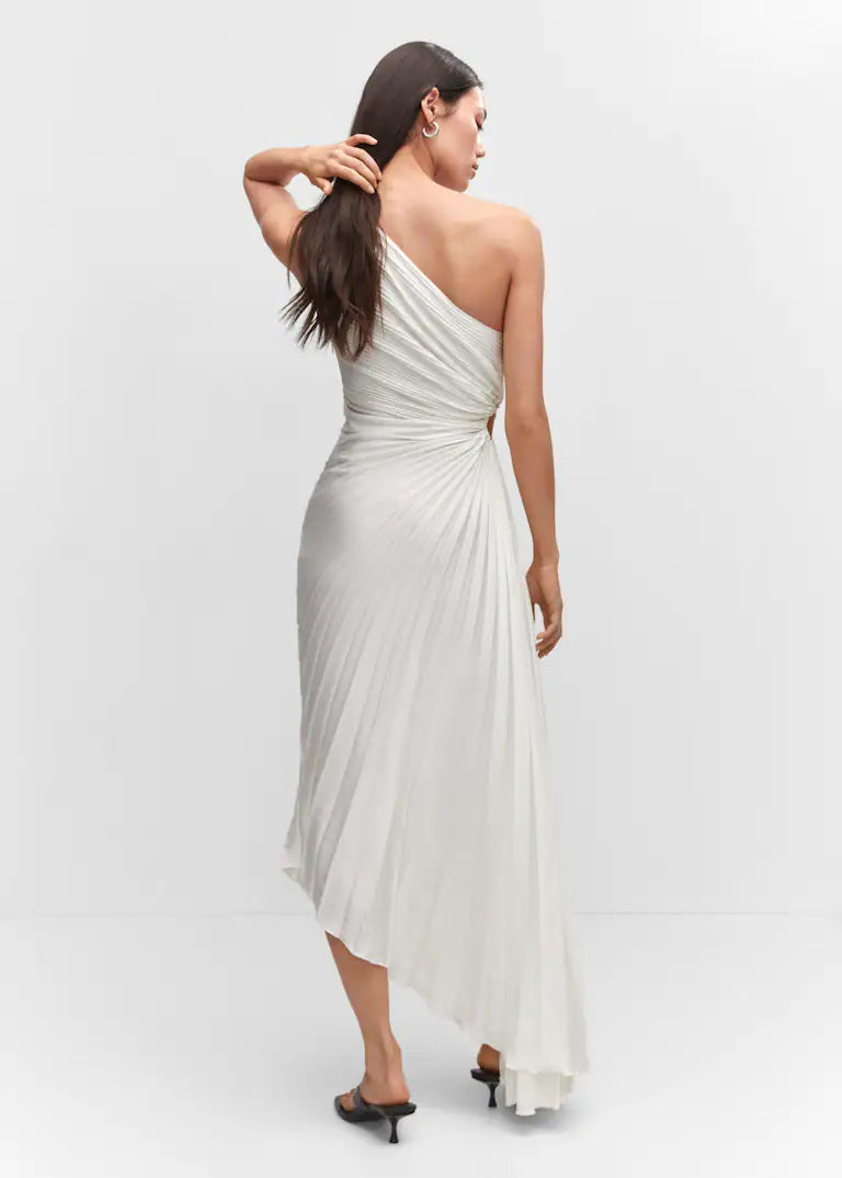 SYLVIANA® ONE-SHOULDER PLEATED MIDI DRESS