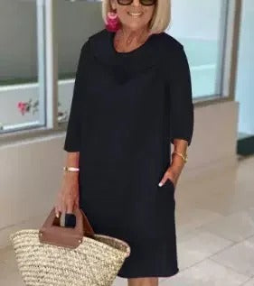 Zerena - Casual Cotton Pile Collar Dress