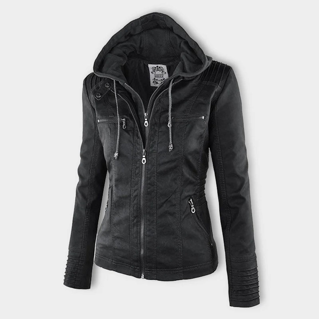 LÁNE | Waterproof Women's Leather Jacket with Hood