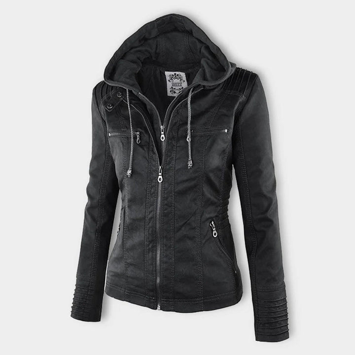LÁNE | Waterproof Women's Leather Jacket with Hood
