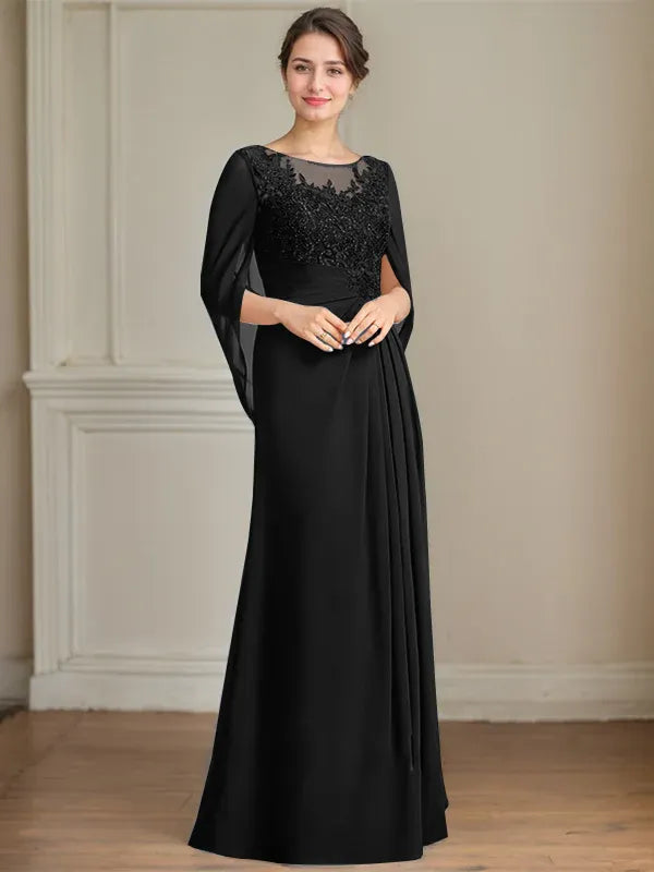 Eloria – Scoop Neck Sequined & Pleated Mother of the Bride Gown