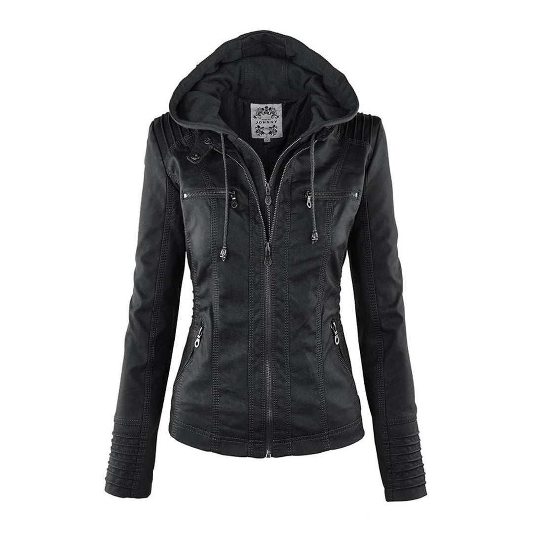 LÁNE | Waterproof Women's Leather Jacket with Hood