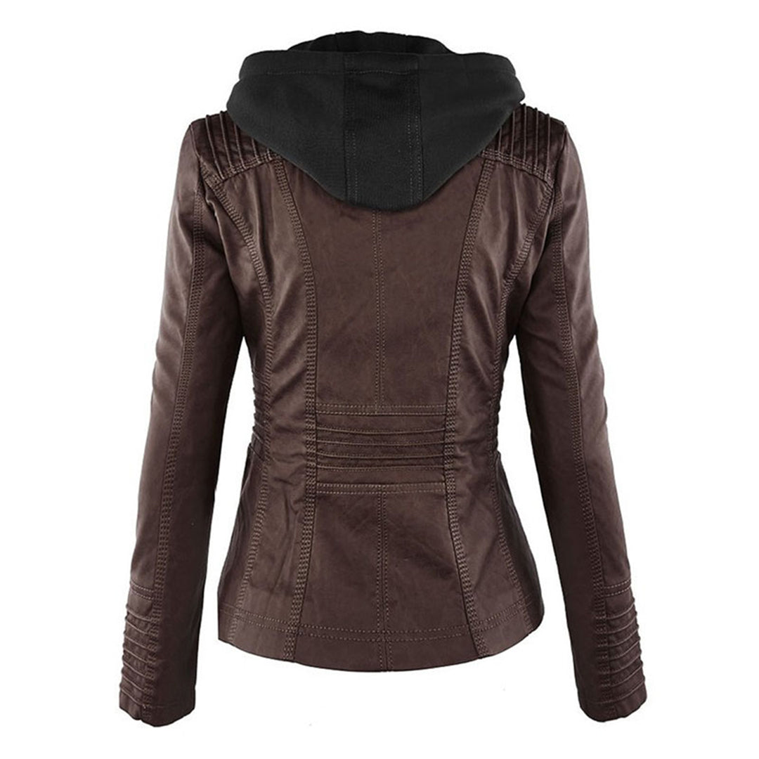 LÁNE | Waterproof Women's Leather Jacket with Hood