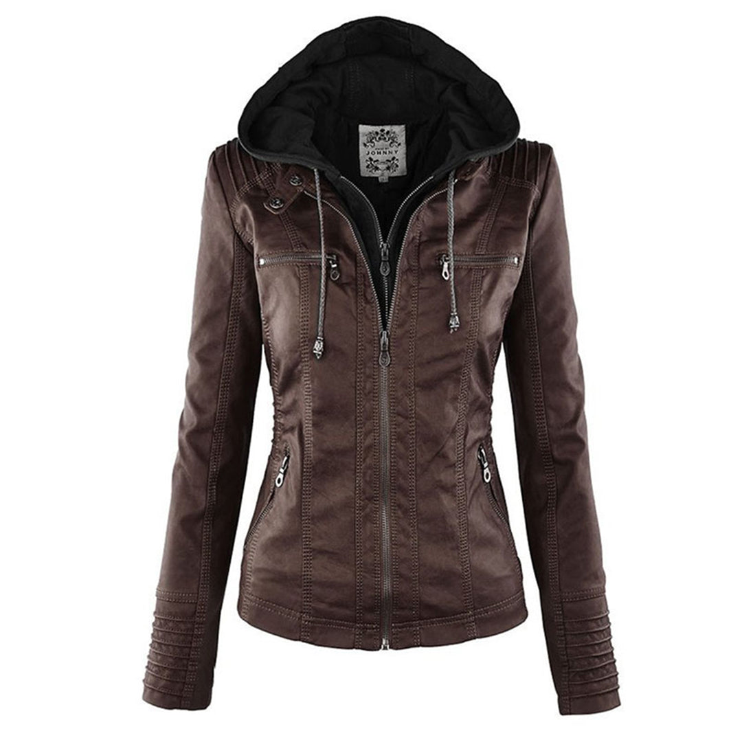 LÁNE | Waterproof Women's Leather Jacket with Hood