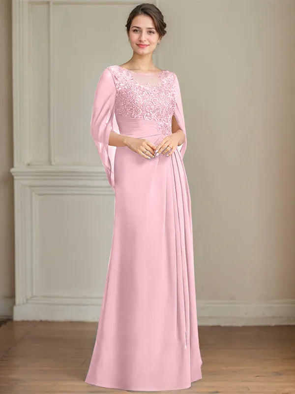 Eloria – Scoop Neck Sequined & Pleated Mother of the Bride Gown