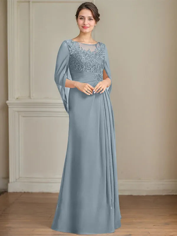 Eloria – Scoop Neck Sequined & Pleated Mother of the Bride Gown