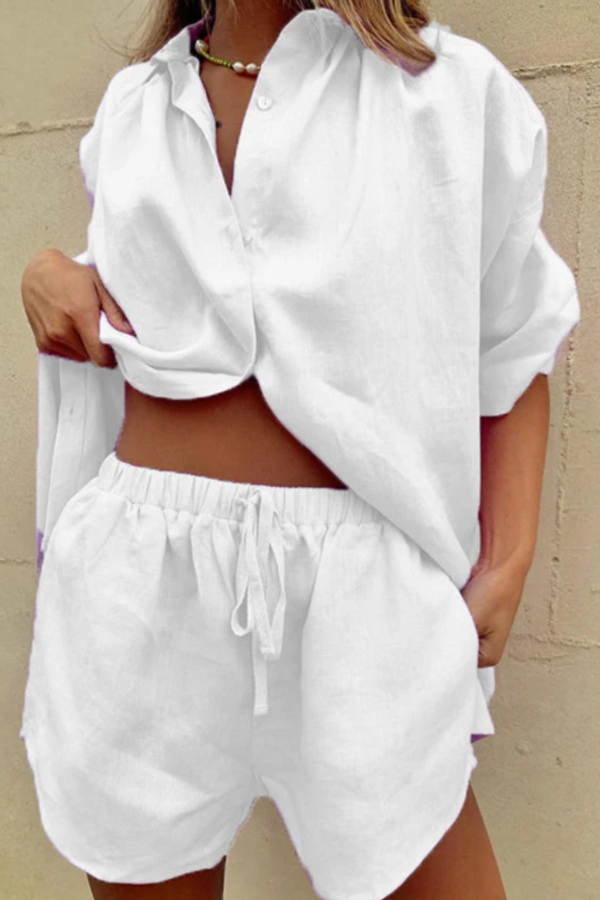 Beatrice - Oversized Button Down Shirt and Short Set