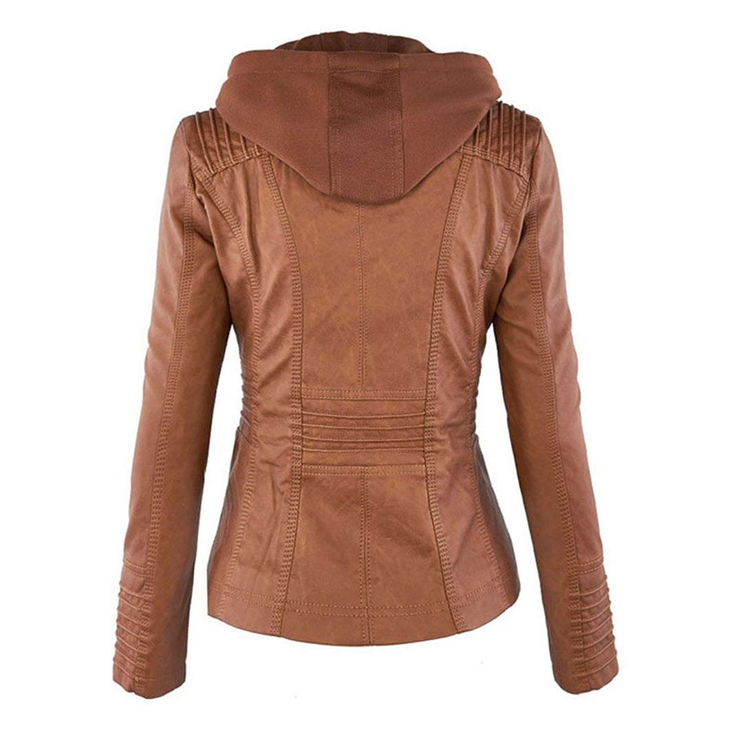 LÁNE | Waterproof Women's Leather Jacket with Hood