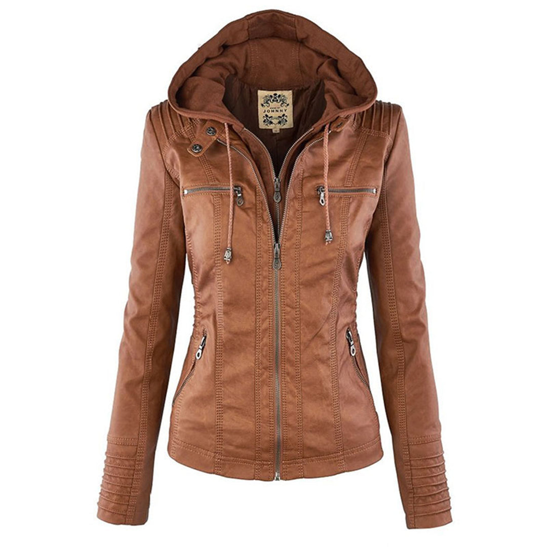 LÁNE | Waterproof Women's Leather Jacket with Hood
