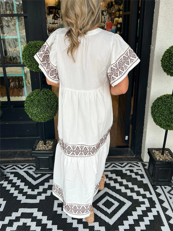 V-Neck Bohemian Flowing Dress