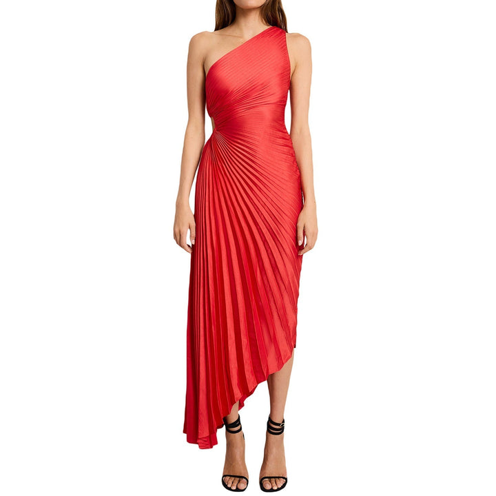 SYLVIANA® ONE-SHOULDER PLEATED MIDI DRESS