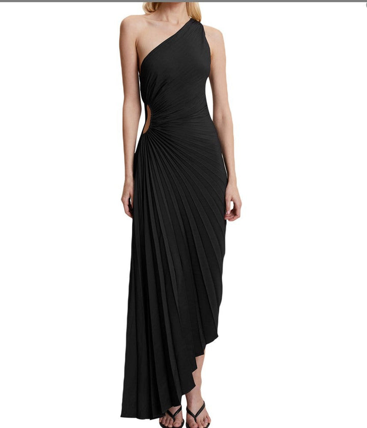SYLVIANA® ONE-SHOULDER PLEATED MIDI DRESS