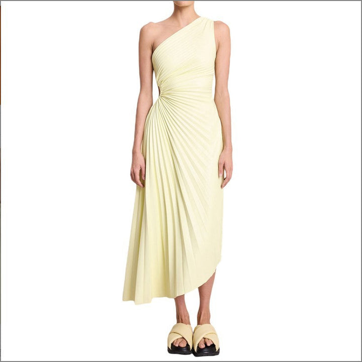 SYLVIANA® ONE-SHOULDER PLEATED MIDI DRESS
