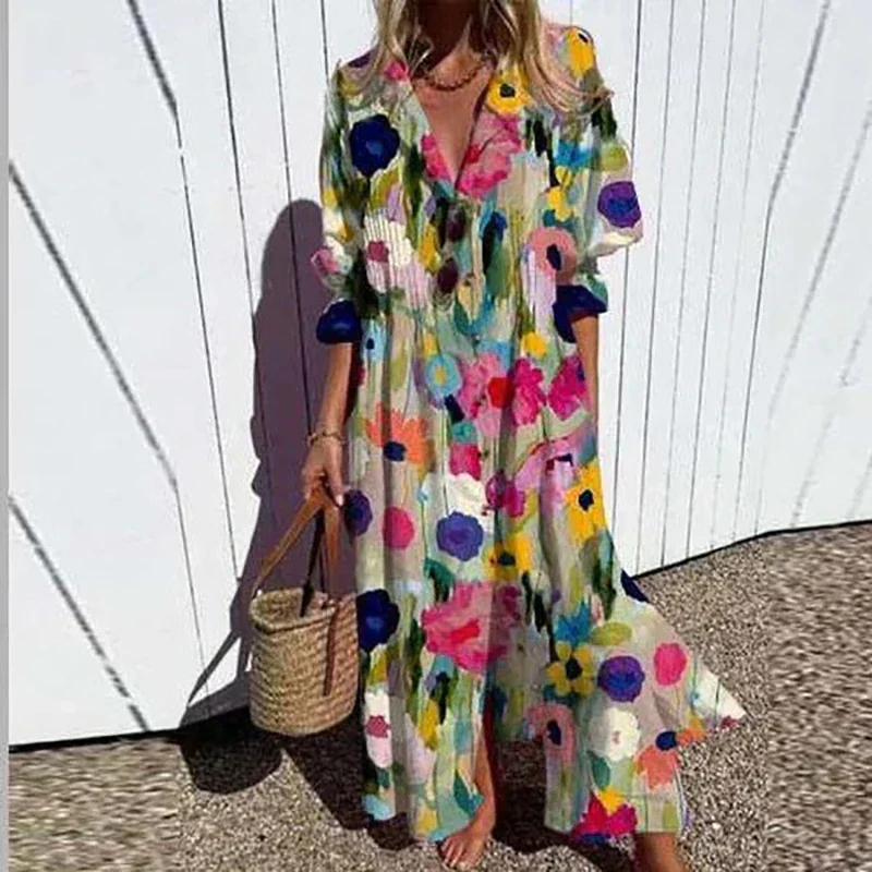 Maxi Dress with Puff Sleeves