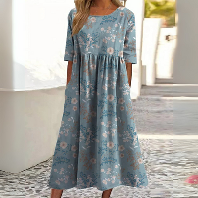 Mandy™ | Floral Midi Dress with Effortless Tummy Coverage