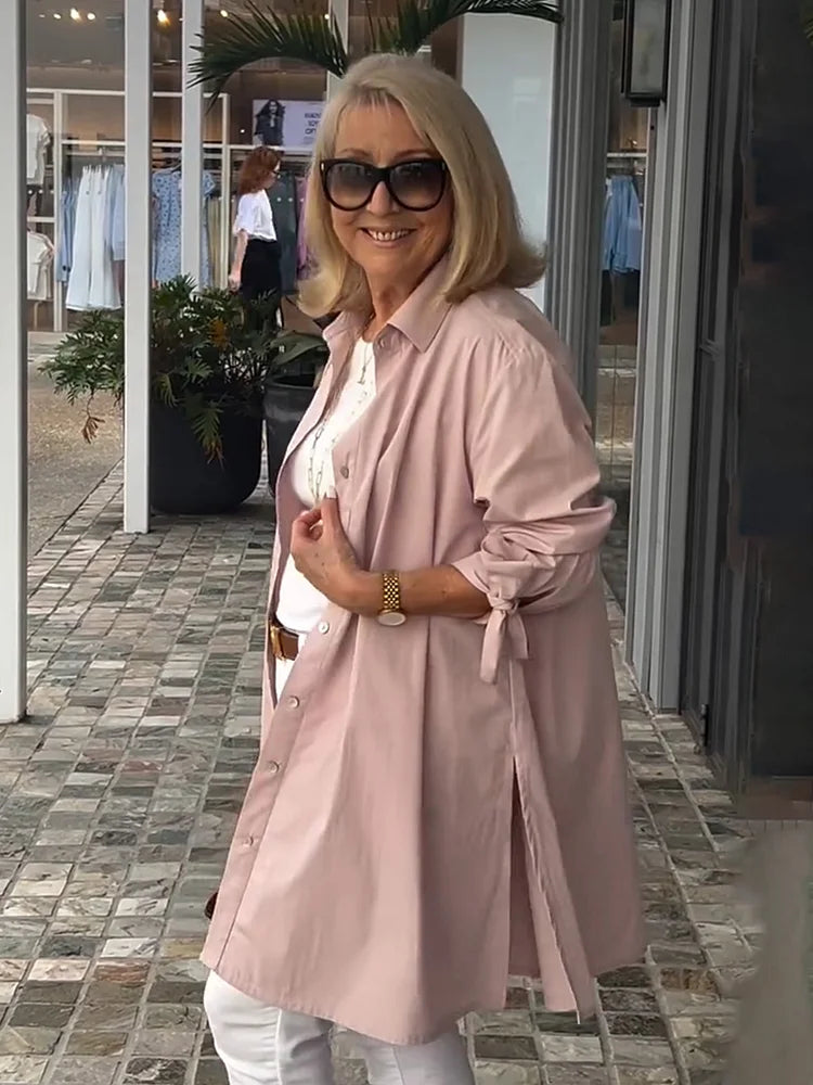 Isalyn - Flattering Cotton Stand Collar Jacket