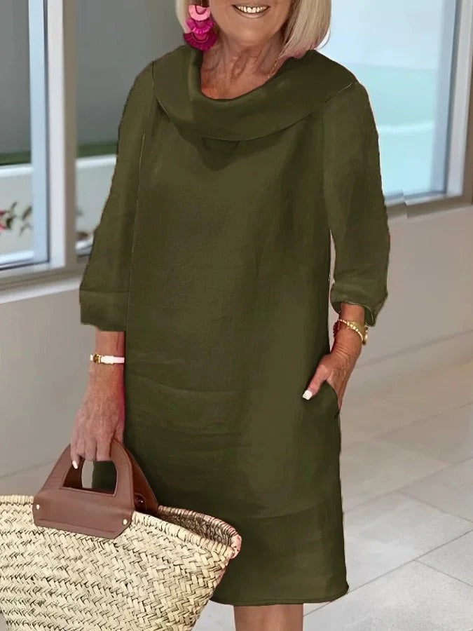Zerena - Casual Cotton Pile Collar Dress