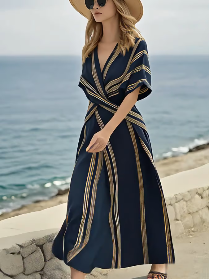 Midnight Elegance Linen Dress