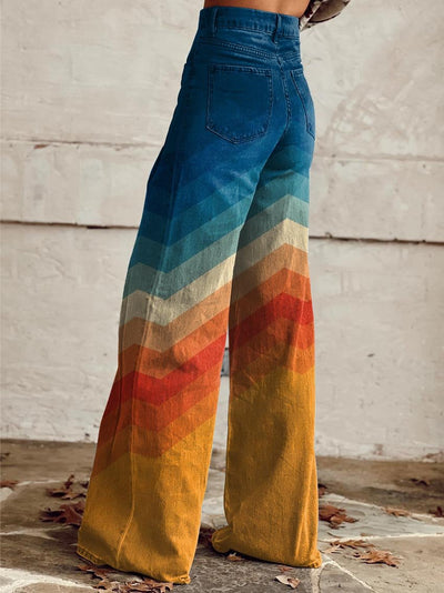 Léa - Elegant Retro Zigzag Pants for an Original Look